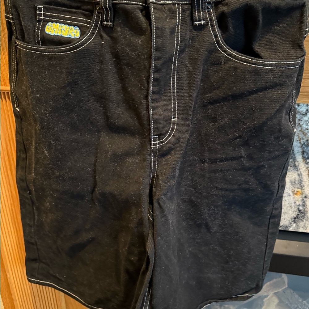 Empyre Dark Jean Shorts with Contrast Stitching